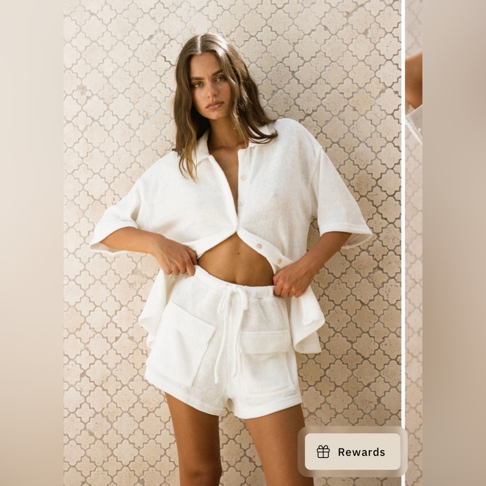 Sabo Skirt Kase Shorts and top white knit set